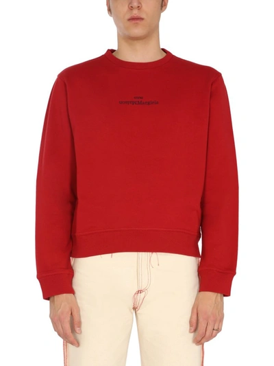 Shop Maison Margiela Logo Print Sweatshirt In Red