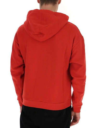 Shop Gucci Logo Printed Hoodie In Red