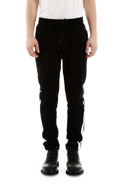 Shop Dolce & Gabbana Dg Star Stripe Joggers In Black