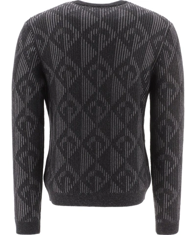 Shop Marine Serre Jacquard Knit Crewneck Jumper In Black