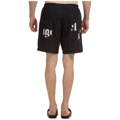 Shop Palm Angels Logo Print Swim Shorts In Black