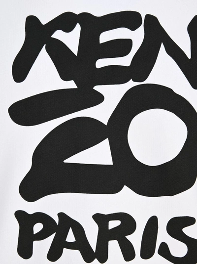 Shop Kenzo Paris Logo Print Hoodie In White