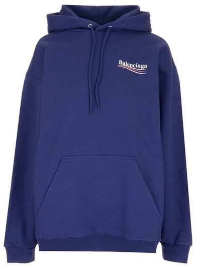 Balenciaga Logo Hoodie Purple In Blue | ModeSens