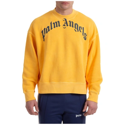 Shop Palm Angels Vintage Logo Print Sweatshirt In Yellow