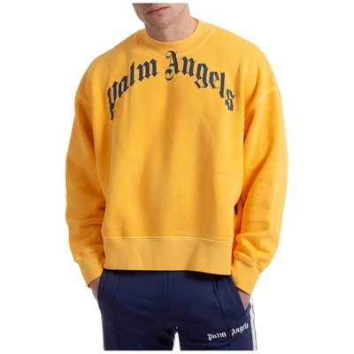 Shop Palm Angels Vintage Logo Print Sweatshirt In Yellow