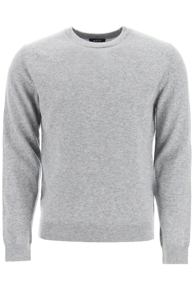 Shop Apc A.p.c. Crewneck Knit Sweater In Grey