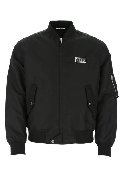 Shop Valentino Vltn Tag Bomber Jacket In Black