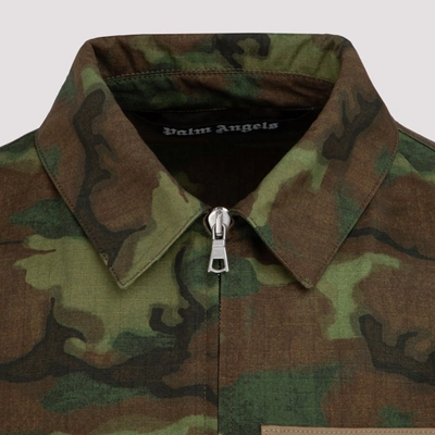 Shop Palm Angels Camouflage Print Pocket Patch Shirt In Green