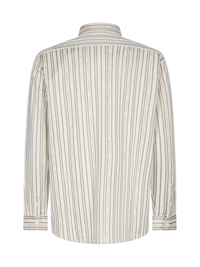 Shop Dior Homme Allover Logo Striped Overshirt In Multi