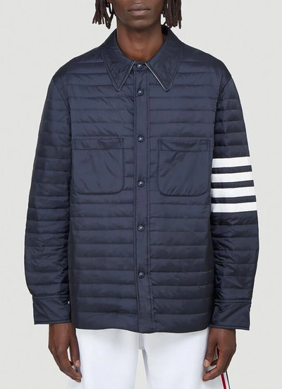 Shop Thom Browne Quilted Jacket In Blue