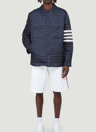 Shop Thom Browne Quilted Jacket In Blue