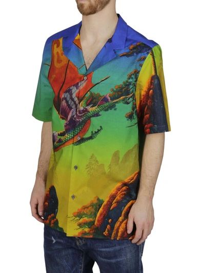 Shop Valentino Dragon At Dawn Print Shirt In Multi