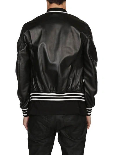 Shop Dolce & Gabbana Leather Bomber Jacket In Black