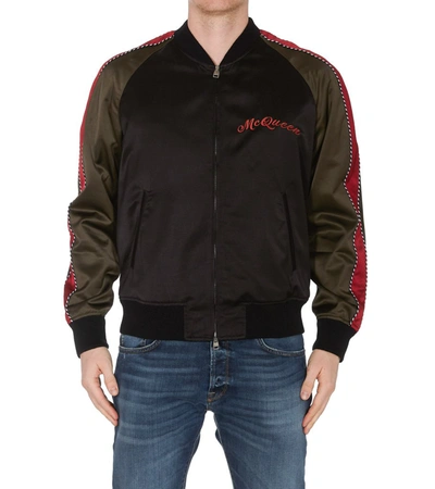 Shop Alexander Mcqueen Logo Bomber Jacket In Black