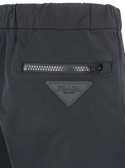 Shop Prada Logo Elasticated Waistband Pants In Black