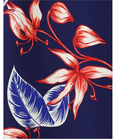 Shop Prada Floral Printed Short Sleeve Shirt In Blue