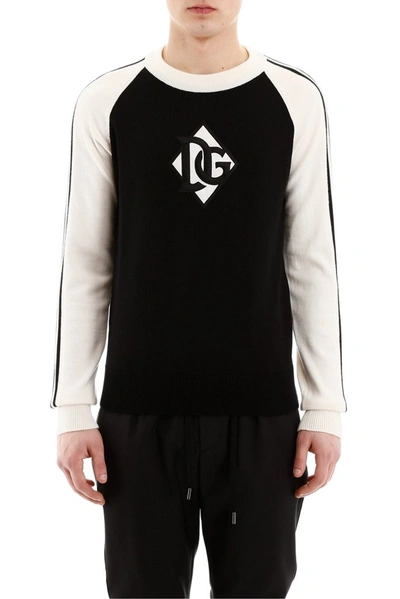 Shop Dolce & Gabbana Monogram Patch Sweater In Black