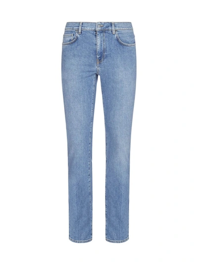 Shop Moschino Washed Slim Fit Jeans In Blue