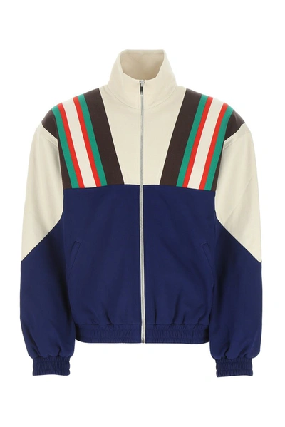 Shop Gucci Zip Up Jacket In Multi