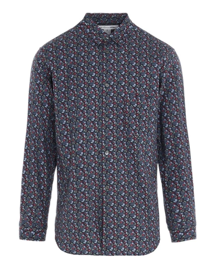 Shop Comme Des Garçons Shirt Floral Print Shirt In Blue