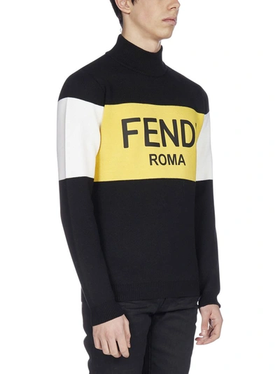 Shop Fendi Logo Colour Block Sweater In Multi