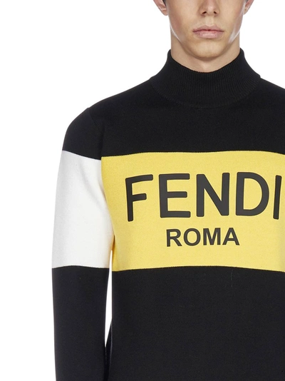 Shop Fendi Logo Colour Block Sweater In Multi