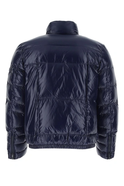 Shop Prada Triangle Logo Down Jacket In Blue