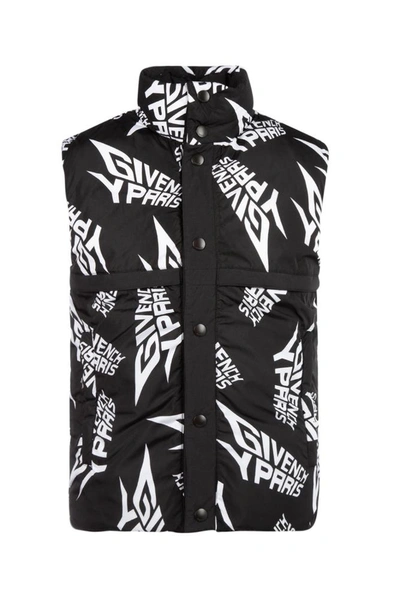 Shop Givenchy All Over Logo Padded Gilet In Black
