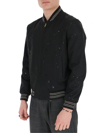 Shop Saint Laurent Paint Droplets Print Jacket In Black