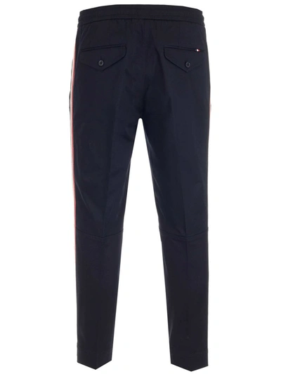 Shop Moncler Side Stripe Drawstring Trousers In Navy