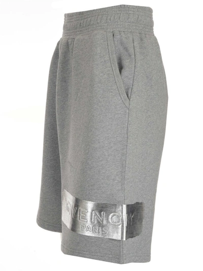 Shop Givenchy Logo Band Shorts In Grey