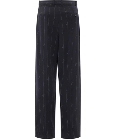 Shop Balenciaga Logo Striped Tailored Pants In Black