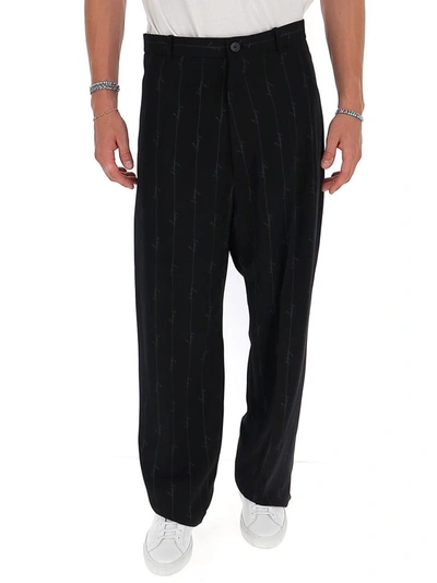 Shop Balenciaga Logo Striped Tailored Pants In Black