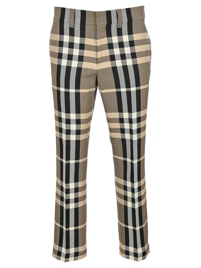 Shop Burberry Checked Tailored Trousers In Multi