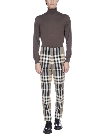 Shop Burberry Checked Tailored Trousers In Multi