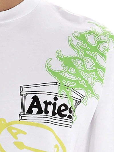 Shop Aries Logo Intarsia Crewneck Jumper In White