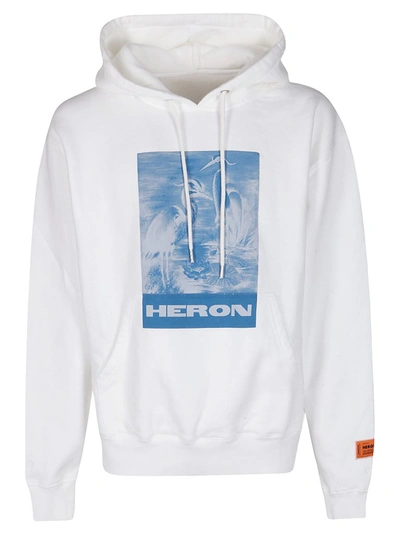 Shop Heron Preston Litho Drawstring Hoodie In White