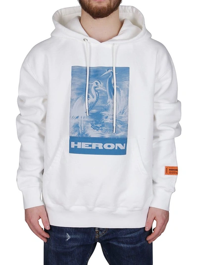 Shop Heron Preston Litho Drawstring Hoodie In White