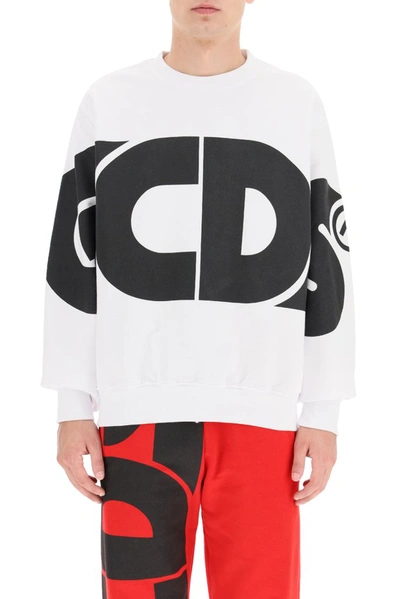 Shop Gcds Macro Logo Crewneck Sweatshirt In White