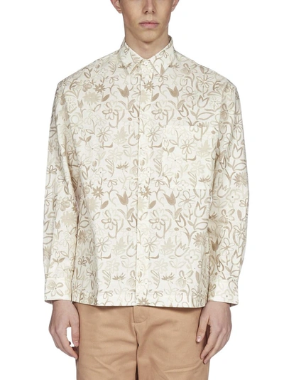 Shop Jacquemus La Chemise Baou Printed Shirt In Beige