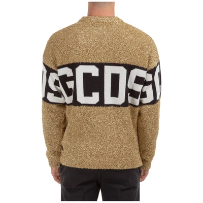 Shop Gcds Logo Band Lurex Sweater In Gold