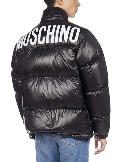 Shop Moschino Logo Down Jacket In Black