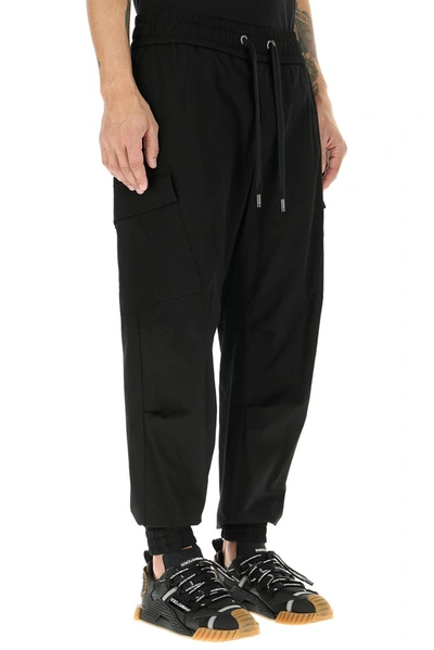 Shop Dolce & Gabbana Drawstring Cargo Pants In Black