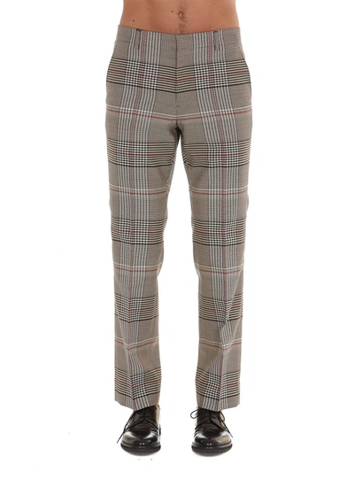 Shop Burberry Check Tailored Trousers In Beige