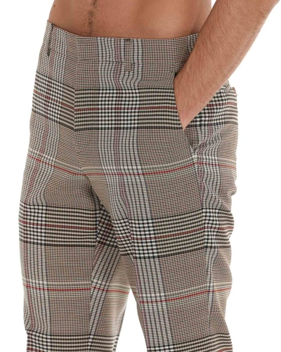 Shop Burberry Check Tailored Trousers In Beige