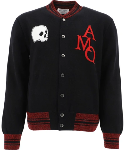 Shop Alexander Mcqueen Skull Patch Bomber Jacket In Black