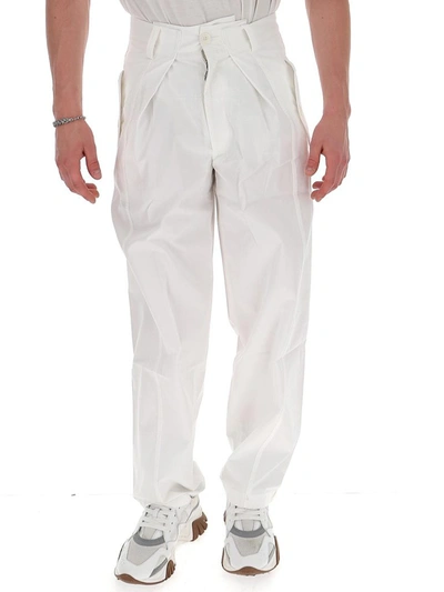 Shop Jacquemus Pleated Wide Leg Trousers In White