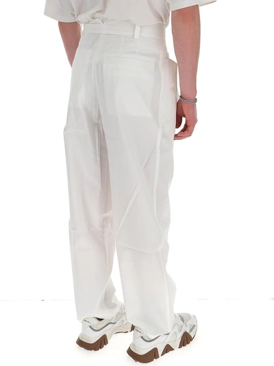 Shop Jacquemus Pleated Wide Leg Trousers In White