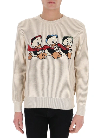 Shop Gucci X Disney Embroidered Patch Jumper In Beige