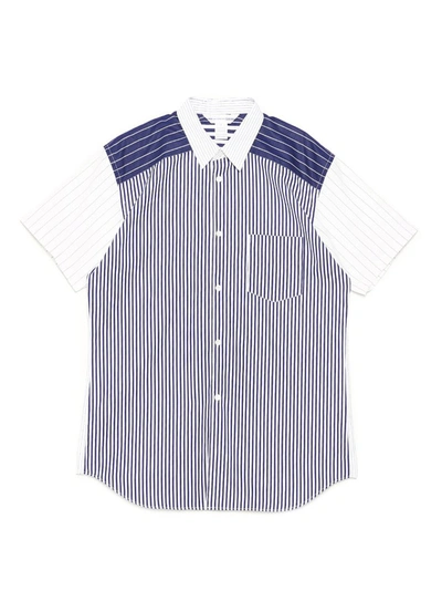 Shop Comme Des Garçons Shirt Striped Short In Blue